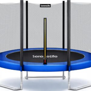 SereneLife Trampoline Outdoor 8FT 10FT 12FT 14FT with Enclosure Net, Ladder and Anti-Rust Coating – ASTM Approved Recreational Trampolines – Heavy Duty Yard Trampolines for Kids and Adults