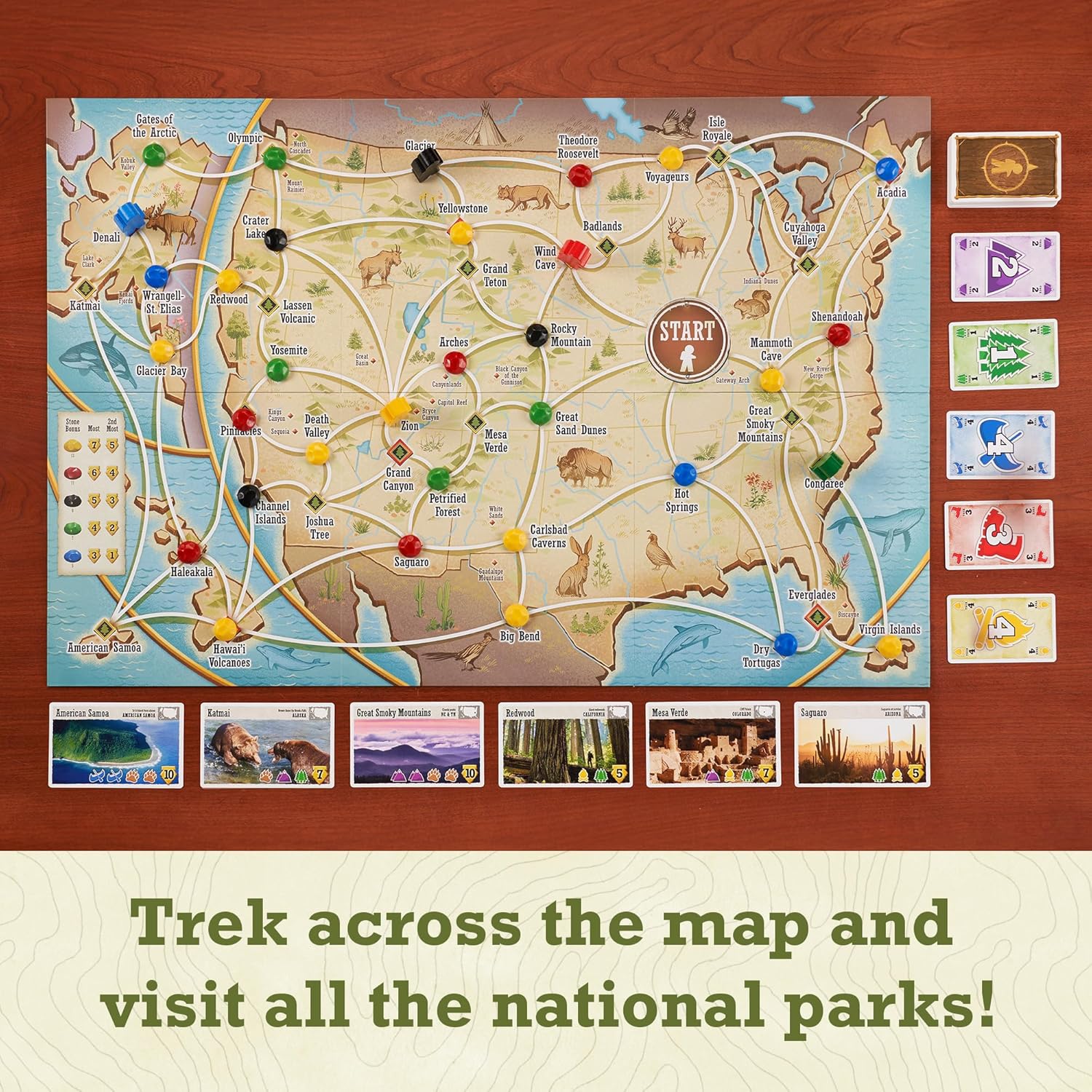 Underdog Games Trekking The National Parks - Award-Winning Family Board Game for Kids Ages 10+ - Easy to Learn, Fun Activities for 1-5 Players, Great for Family Bonding & for National Parks Lovers - Image 2