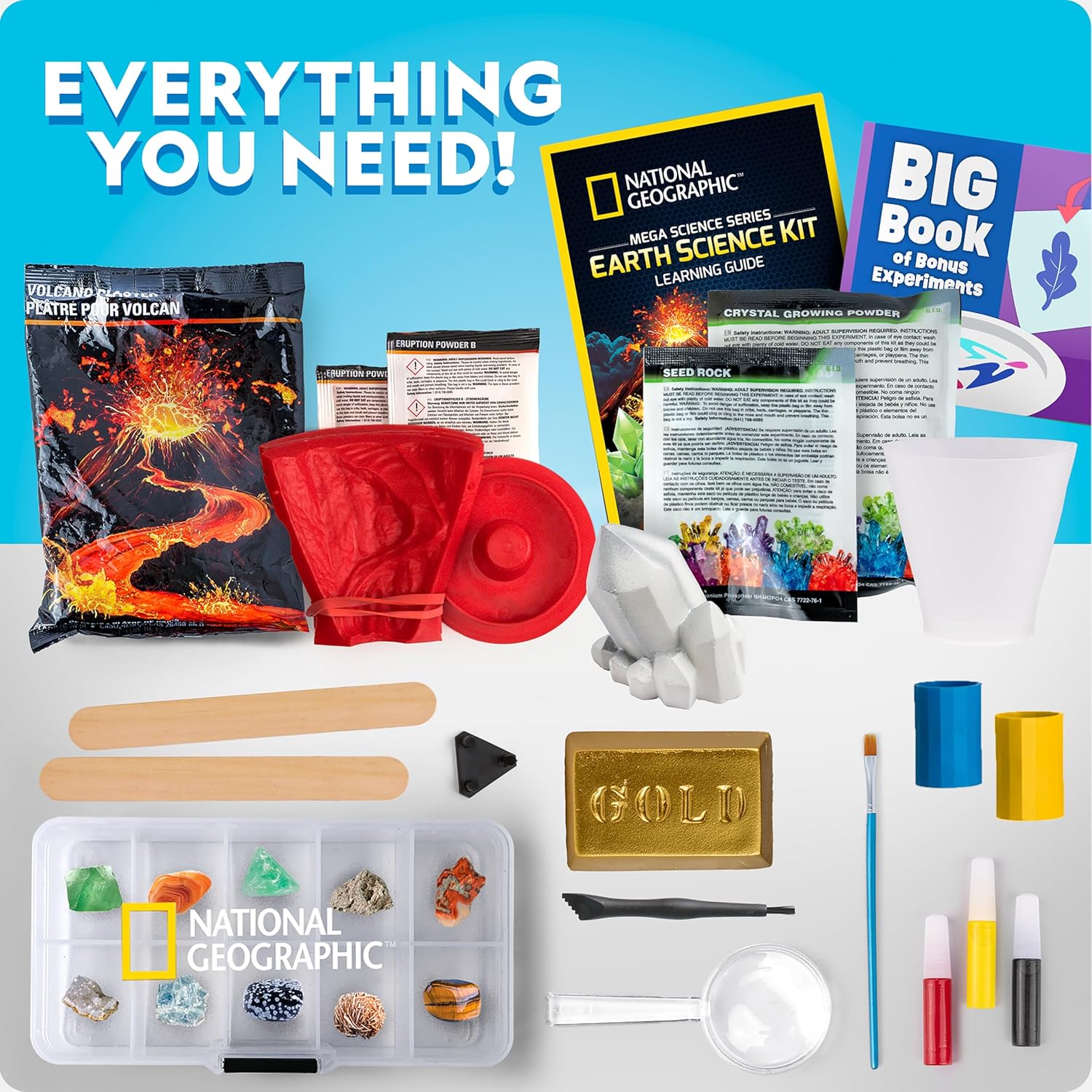 National Geographic Earth Science Kit – 100+ Science Experiments & Activities for Kids, Crystal Growing, Volcano Science Kit, Rock Collection, STEM Project Toy for Boys & Girls (Amazon Exclusive) - Image 5
