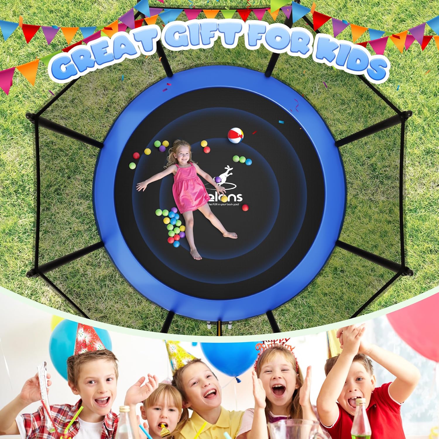 JELENS Trampoline 8FT 10FT 12FT 14FT 15FT, Outdoor Trampolines with Enclosure Net, Recreational Anti-Rust Trampolines for Kids and Adults, ASTM Approved - Image 4