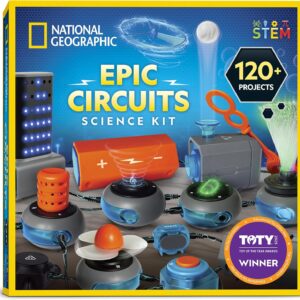 National Geographic Circuit Maker Kit – Electronics Kit for Kids with 120 Electrical Projects, Electric Circuit STEM Toy, Electronic Projects, Electrical Kit for Kids, Electricity Set