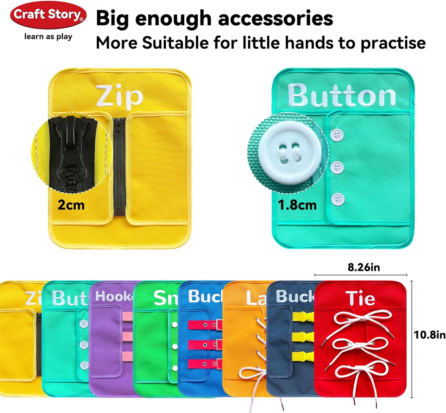 Craftstory Toddlers Montessori Toys Busy-Board for 3 4 5 Year Girls Boys Gifts, Sensory Basic-Life-Kills Shoe-Tying Practice for Kids Fine-Motor Skill Toys Teacher Resoures Preschool Classroom - Image 5
