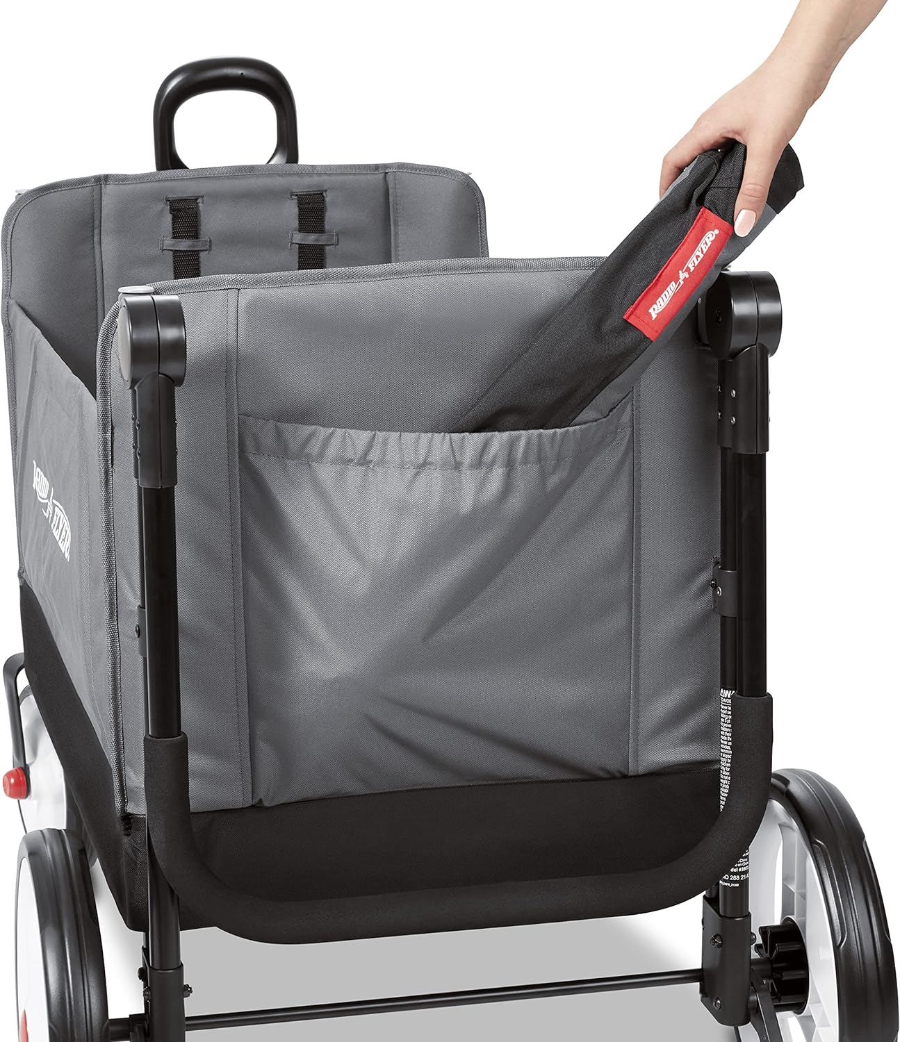 Radio Flyer City Luxe Stroll 'N Wagon, for Ages 1+, 3-in-1 Push or Pull, with Bench Mode, Easy Fold, UV Canopy, 5-Point Harnesses, Front Caster Wheels & 12" Rear Wheels, Stroller Wagon for Kids - Image 13