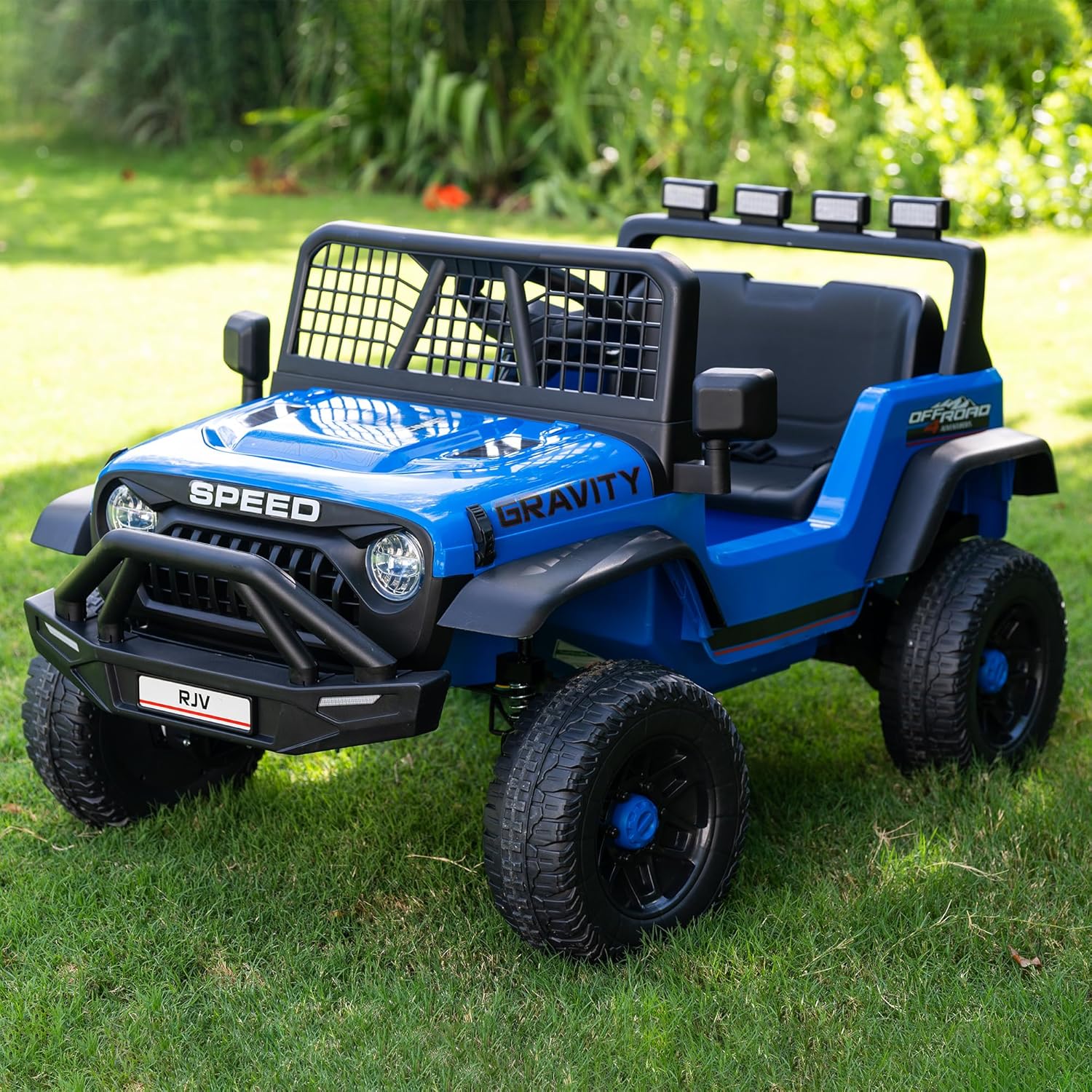 12V 7AH 4WD Kids Ride-On Truck, Electric Off-Road Car with Remote & Pedal Control, LED Lights, Music, USB, Safety Belt, 4-Wheel Suspension, Adjustable Speeds, Outdoor Gift for Boys Girls, Blue - Image 3