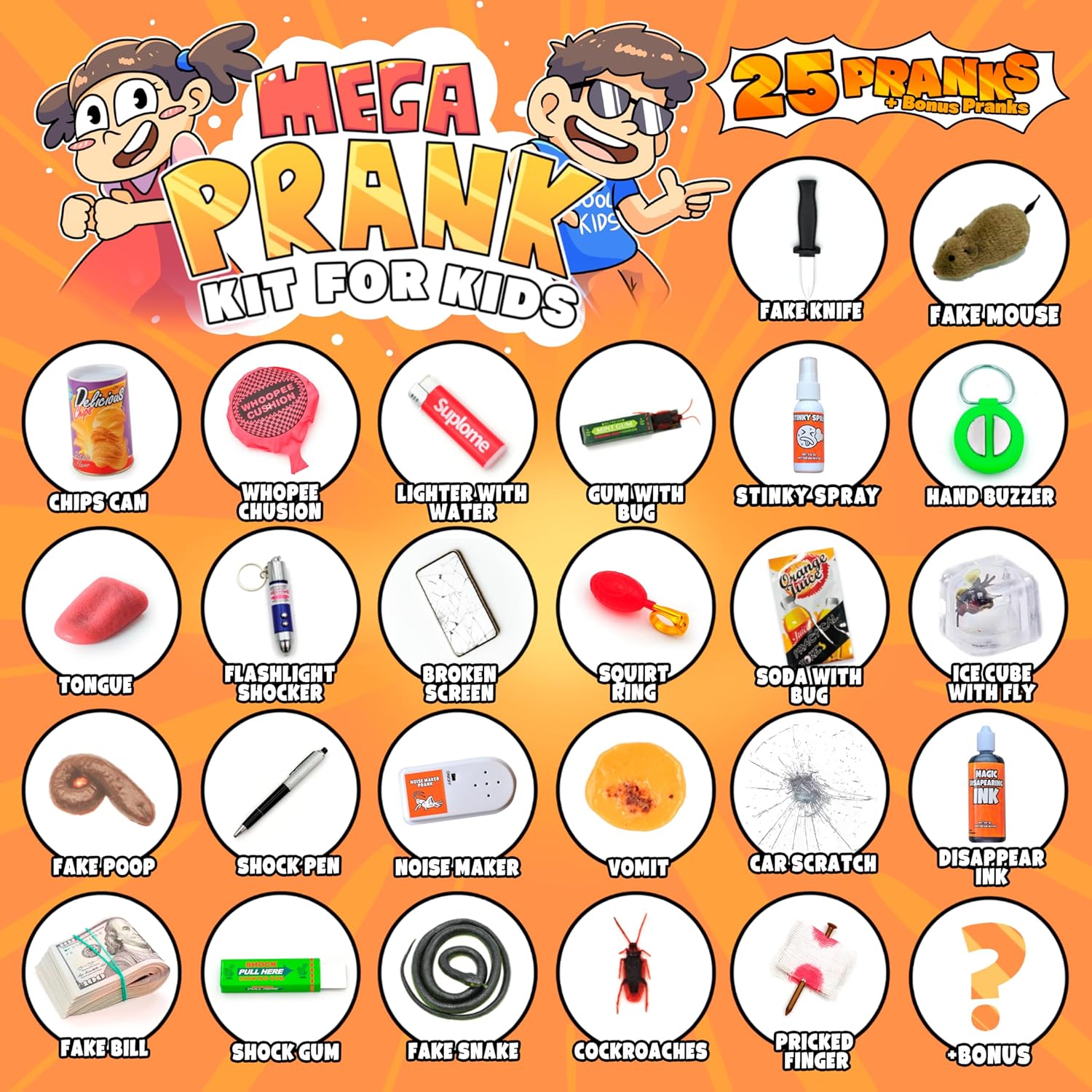 DIMROM Prank Kit for Kids - 25 Gags & Practical Joke Toys - Prank Stuff for April Fools - Ultimate Practical Jokes - Gag Gifts for Kids - Big Funny Toys Pack Set Box + Bonus Inside - Image 2