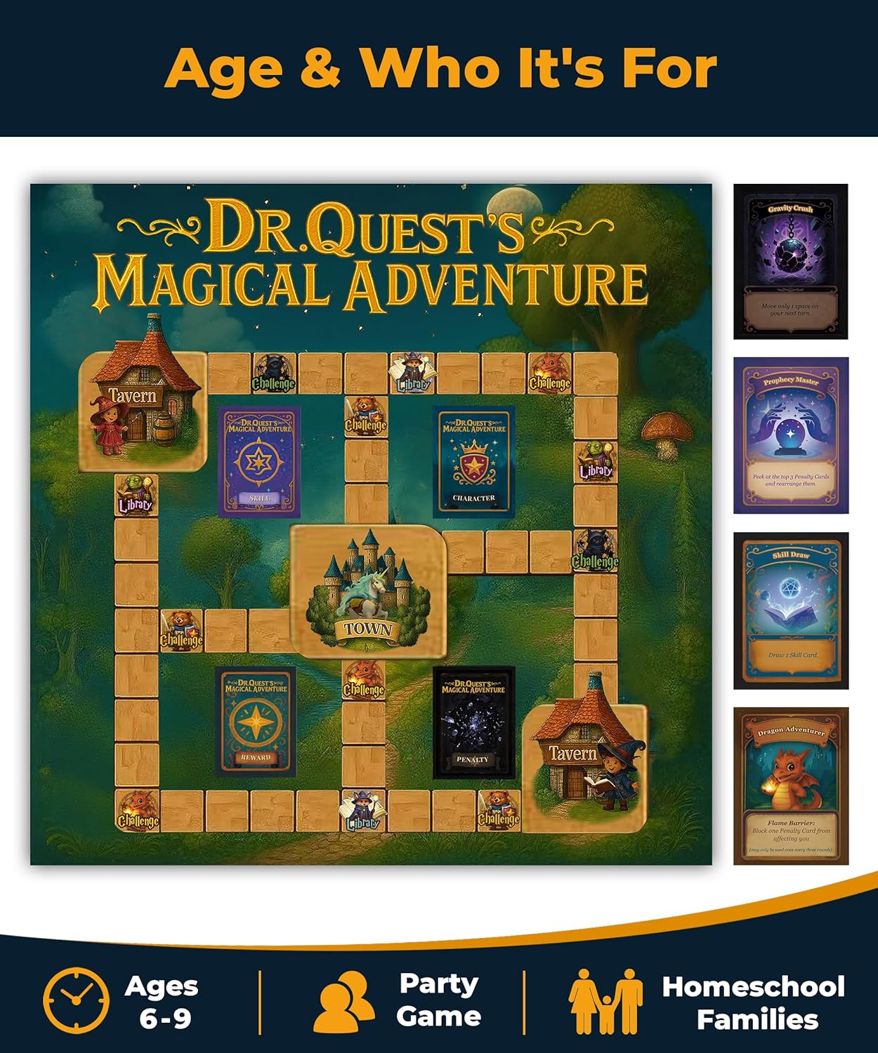 Dr. Quest's Magical Adventure–Educational Board Game for Kids Ages 6-9 – Spelling & Grammar Learning Game for Early Elementary | 180 Questions | Screen-Free Homeschool & Family Game | 2-6 Players - Image 3