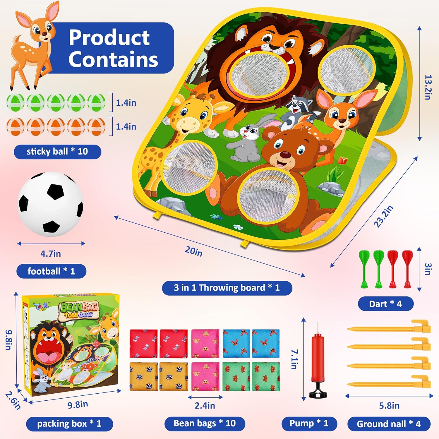 Animal Bean Bag Toss Game Toy Outdoor Toss Game, Family Party Party Supplies for Kids, Gift for Boys Birthday or Christmas for Toddlers Ages 3 4 5 6 Year Old - Image 5