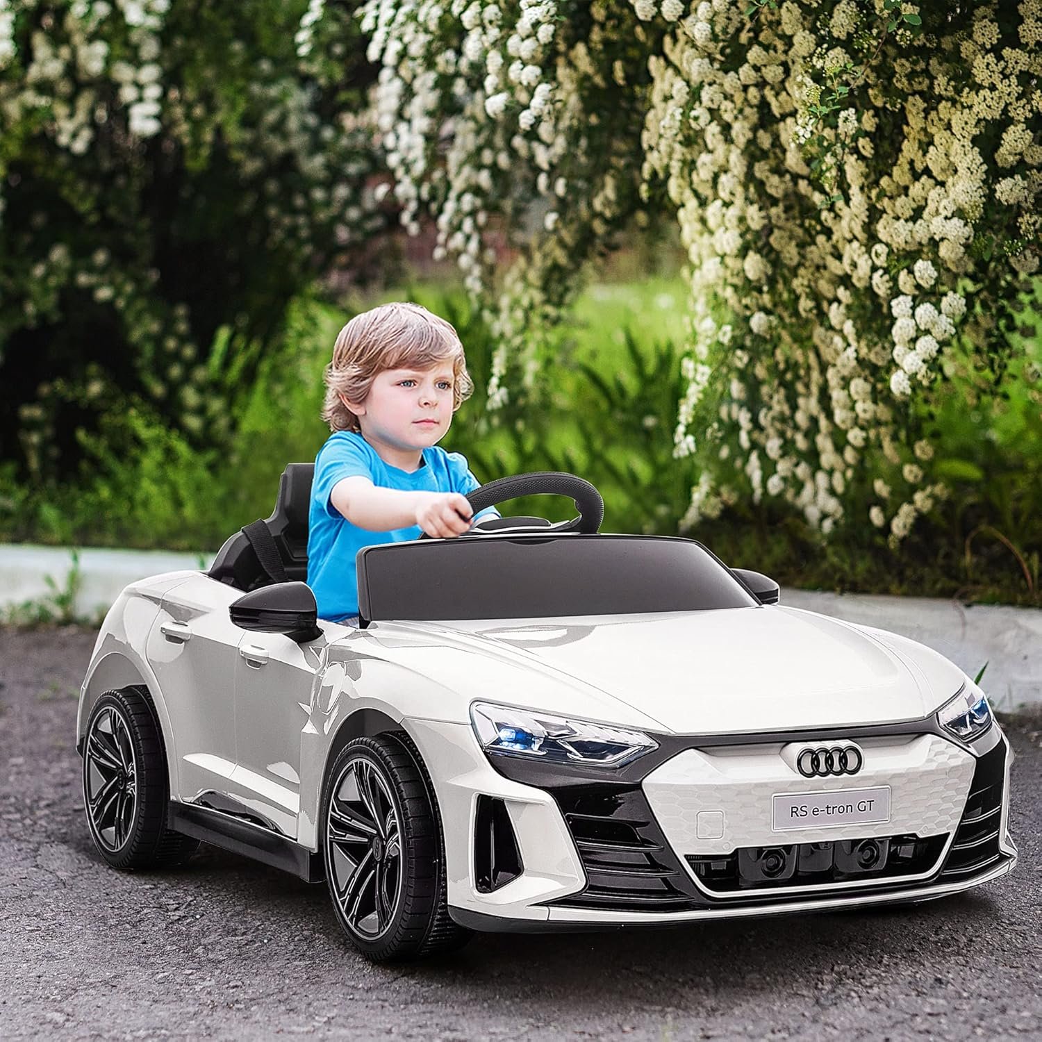 Aosom Licensed Audi RS e-tron GT 12V Ride On Car Truck for Kids, Electric Car Ride On Vehicle w/Parent Remote Control, Music, Lights, for Toddlers, White - Image 2