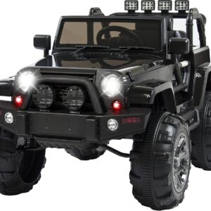 Best Choice Products Jumbo 12V Kids Electric Vehicle Toy Ride On Car with Parent Remote Control for Toddlers, Seat Harness, 65 lb Weight Capacity, Spring Suspension, 3.7 MPH Max Speed – Black