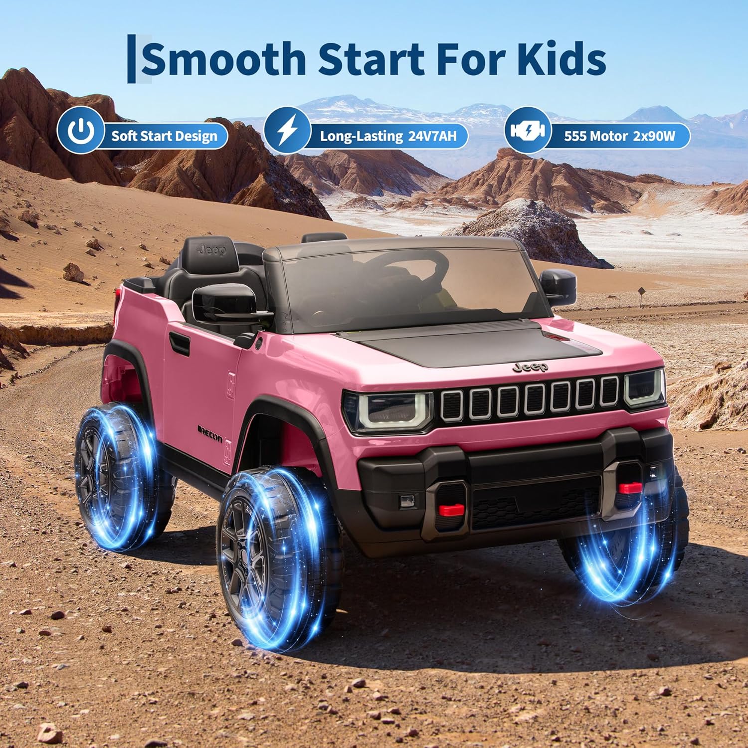 Garvee 24v Licensed Kids Ride on Car, 2 Seater Electric Truck for Big Kids with Parent Remote Control, 3 Speeds, Bluetooth Music, LED Lights for Ages 3-8 - Image 6