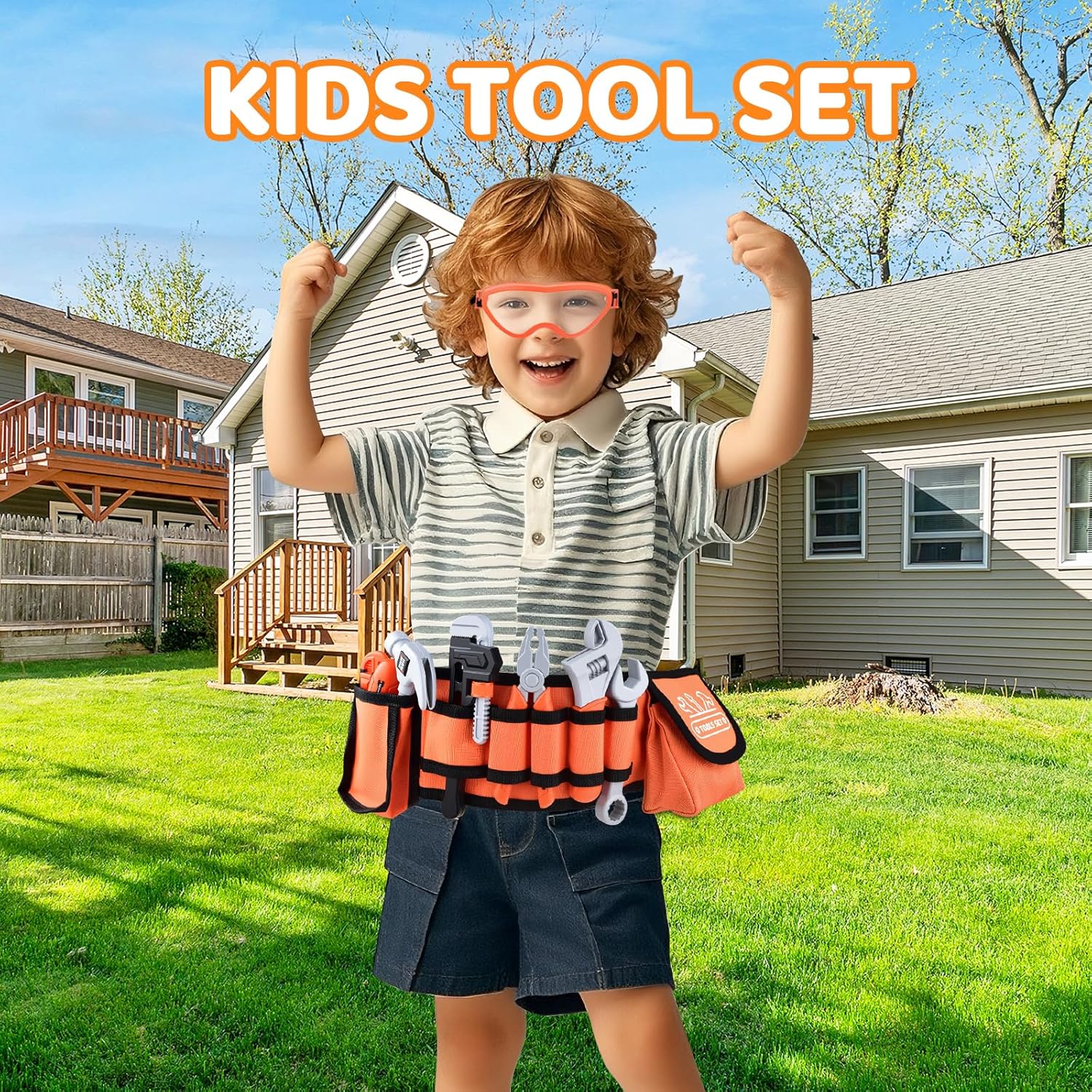 Kids Tool Set Toddlers Tool Kit Kid Toddler Tools Belt 3 4 5 Year Old Construction Tools Toys for Boys Birthday Gifts Age 3 4 5 - Image 2