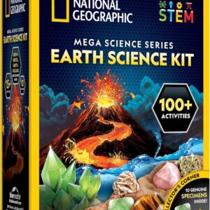 National Geographic Earth Science Kit – 100+ Science Experiments & Activities for Kids, Crystal Growing, Volcano Science Kit, Rock Collection, STEM Project Toy for Boys & Girls (Amazon Exclusive)