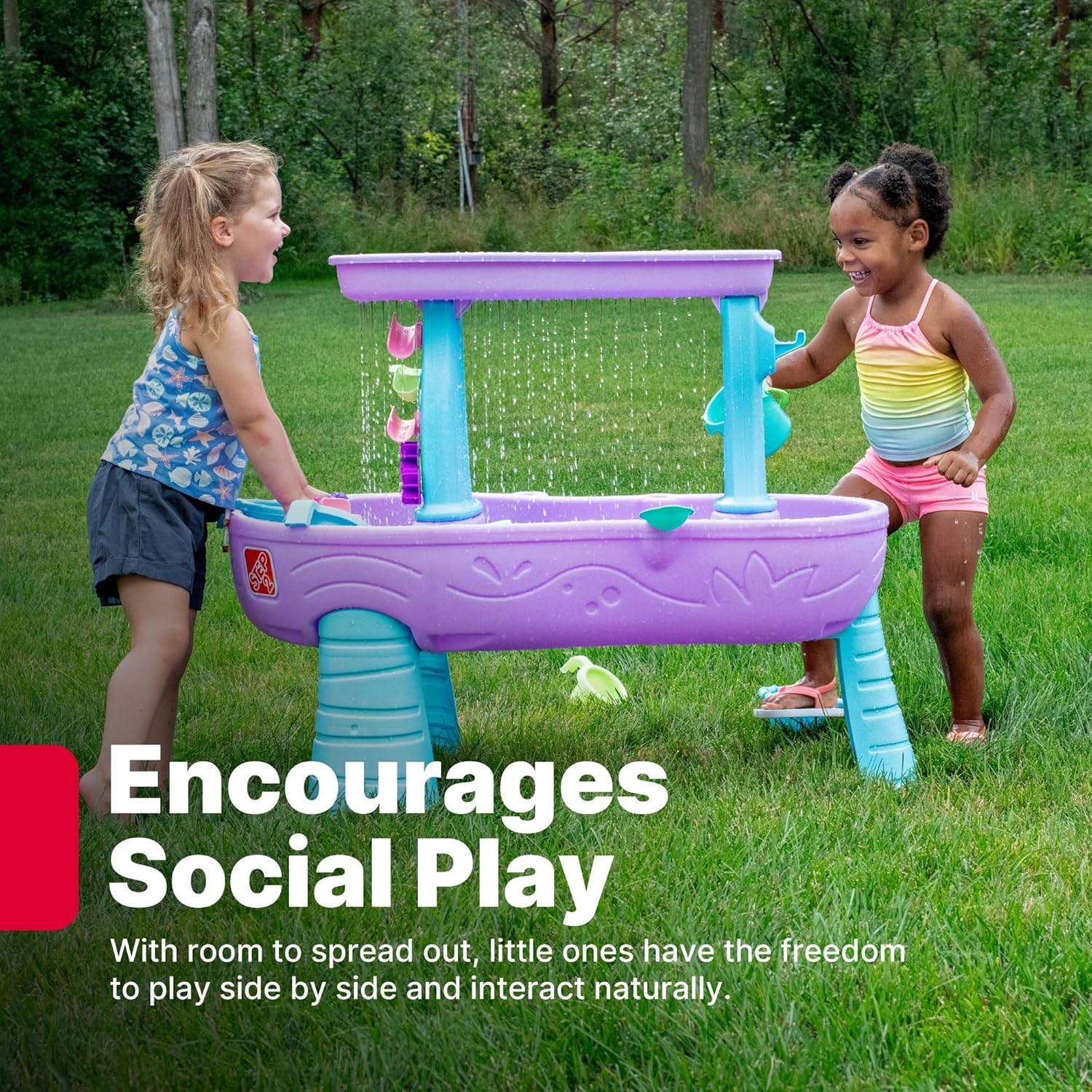Step2 Rain Showers and Unicorns Water Table, Kids Water and Sand Activity Sensory Playset, Summer Outdoor Toys, 13 Piece Water Toy Accessories, for Toddlers 1.5+ Years Old, Blue & Purple - Image 4
