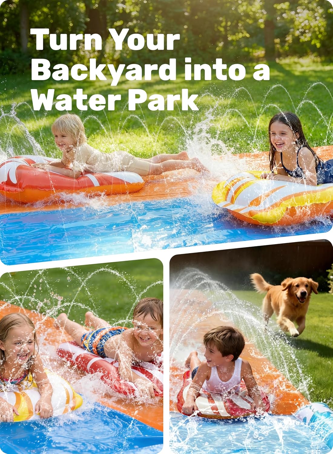 JOYIN 22.5ft Water Slides and 2 Bodyboards, Lawn Water Slide Summer Slip Waterslides Water Toy with Build in Sprinkler for Backyard Outdoor Water Fun for Kids - Image 8