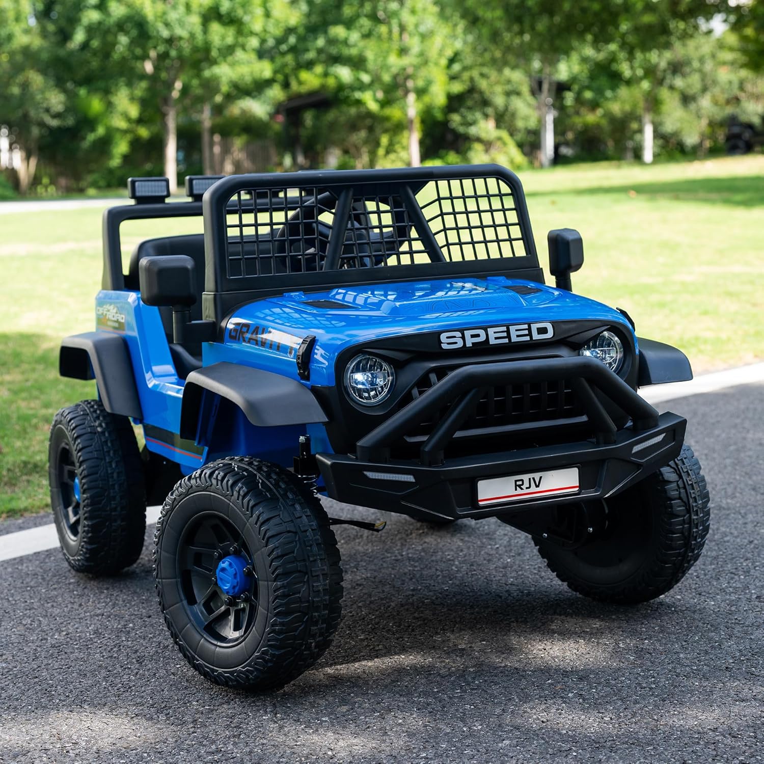 12V 7AH 4WD Kids Ride-On Truck, Electric Off-Road Car with Remote & Pedal Control, LED Lights, Music, USB, Safety Belt, 4-Wheel Suspension, Adjustable Speeds, Outdoor Gift for Boys Girls, Blue - Image 6