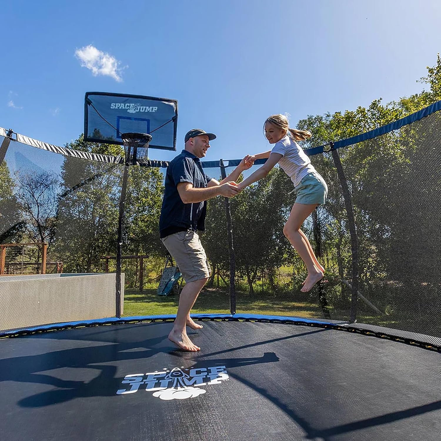 SpaceJump AstroJam Trampoline Basketball Hoop and Net Set Attachment, Outdoor Accessory for Active Backyard Play, Black/Blue - Image 6