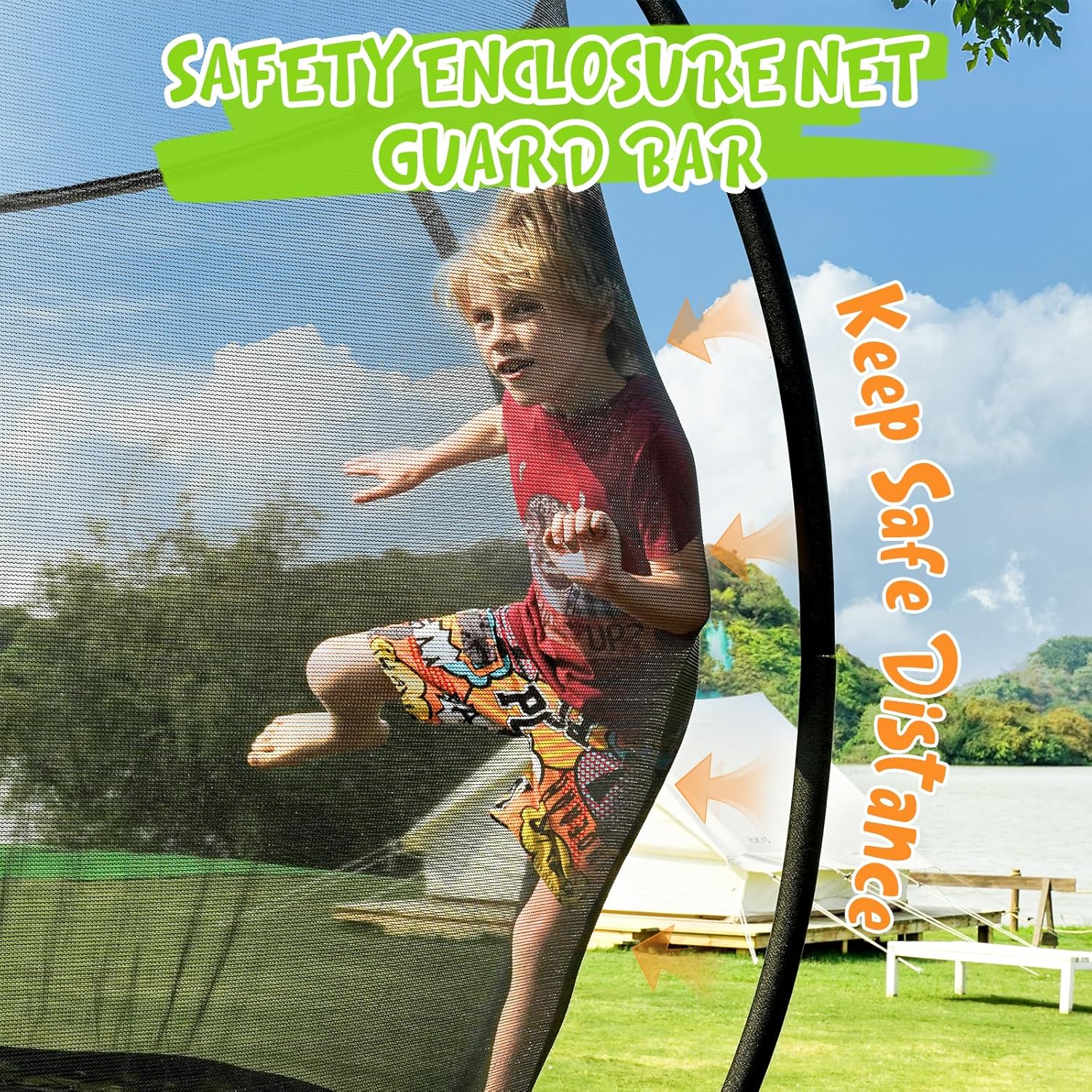 Gigu 10FT 12FT 14FT 15FT 16FT Recreational Trampolines with Enclosure Net and Ladder and Anti-Rust Coating, ASTM Approved Trampoline Outdoor for Kids and Adults Outdoor Yard Trampolines - Image 4