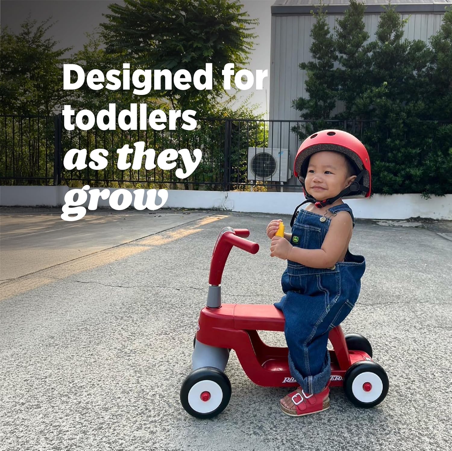 Radio Flyer Scoot 2 Scooter, Blue/Red/Pink, for Kids Ages 1-4, Ride On Toy or 4-Wheel Kids Scooter, Durable Wheels and Frame, Converts Easily with Flip Deck, Toddler Ride On Toys (Amazon Exclusive) - Image 2