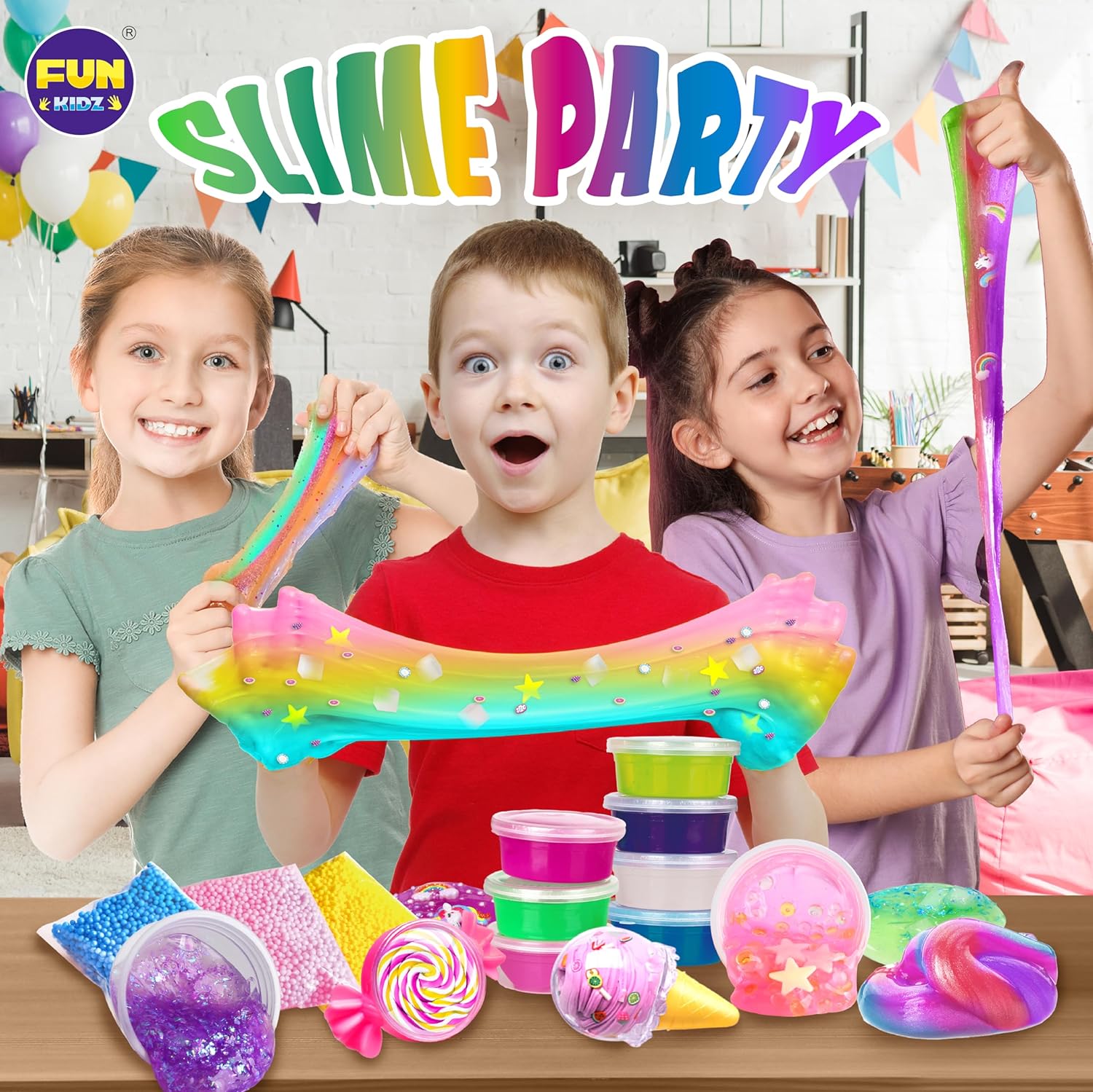 33 Cups Jumbo Slime Kit for Kids, FunKidz Premade Ultimate Slime Pack to DIY Soft, Cloud, Clear, Butter, Glitter, Glow in Dark Slime Making Kit Party Favors Gift Toys for Girls and Boys - Image 7
