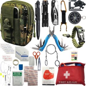 Survival Kit – All-in-One Survival Gear and Supplies for Camping, Hiking, Hunting, and Car Emergencies – Essential Tools, Great Gift for Men, Fathers, Boyfriends, Boys, Dads and Scouts