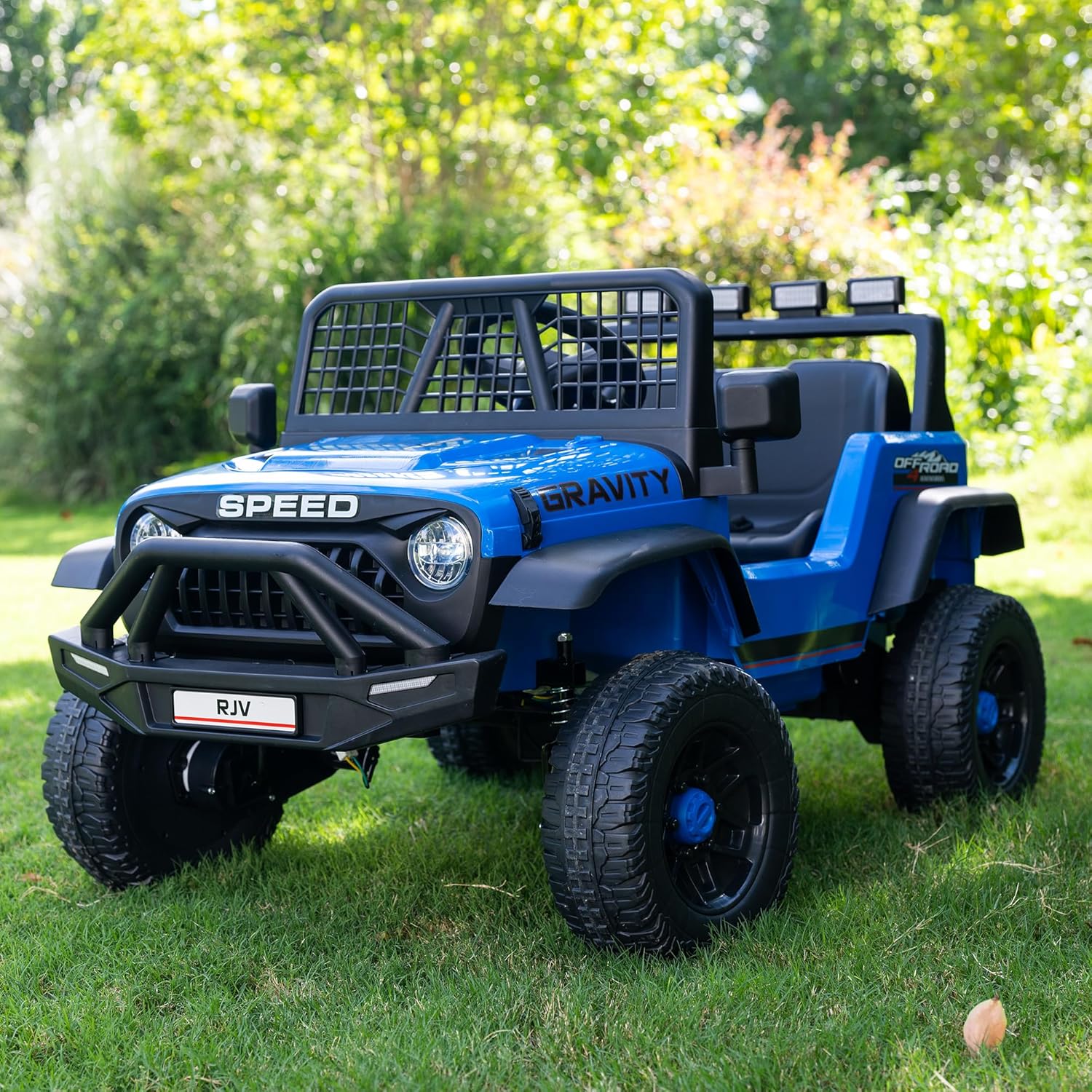 12V 7AH 4WD Kids Ride-On Truck, Electric Off-Road Car with Remote & Pedal Control, LED Lights, Music, USB, Safety Belt, 4-Wheel Suspension, Adjustable Speeds, Outdoor Gift for Boys Girls, Blue - Image 2