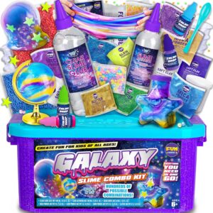 Toy Galaxy Slime Kit for Boys Girls 10-12, FunKidz Ultimate Metallic Slime Making Kit for Kids Ages 8-12 DIY Glow Galactic Globe Shape Fun Slime Gifts