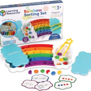 Learning Resources Rainbow Sorting Set , fine motor, sorting, patterning & addition skills, Toddler Educational Toys, sensory tray