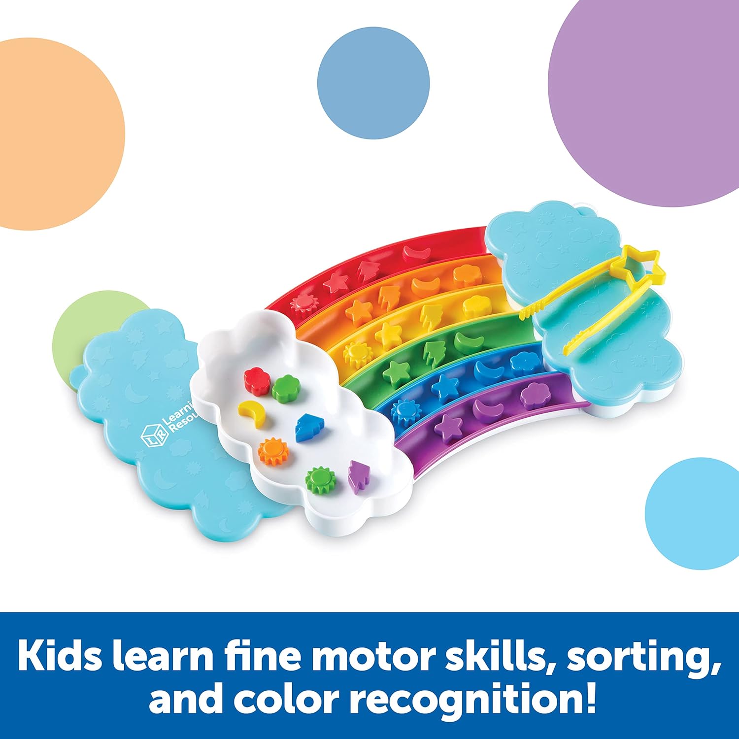 Learning Resources Rainbow Sorting Set , fine motor, sorting, patterning & addition skills, Toddler Educational Toys, sensory tray - Image 4