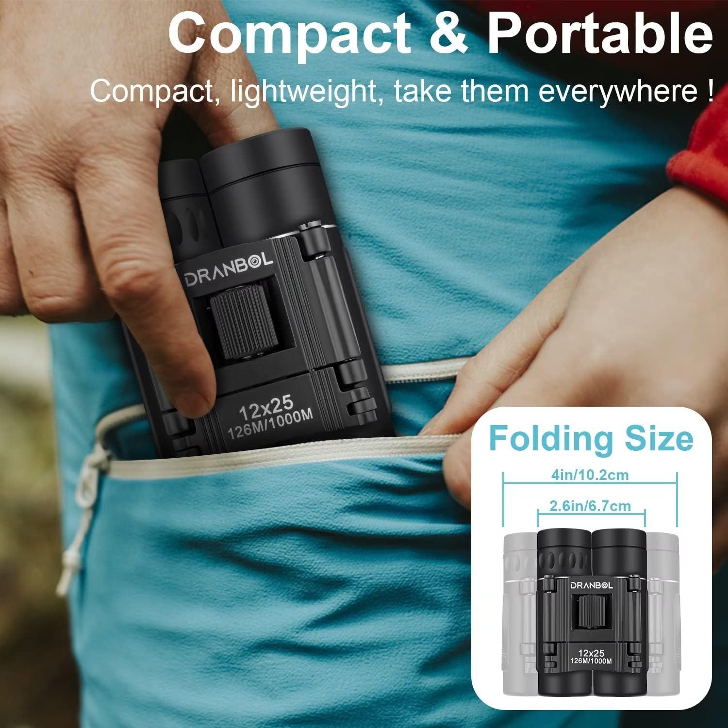 12X25 Mini Pocket Binoculars for Adults Kids, Small Compact Binoculars for Bird Watching, Opera Concert - Image 5