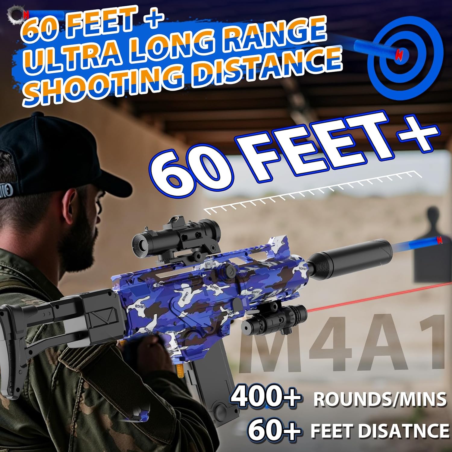 Automatic Toy Foam Blaster Sniper with Scope, Electric Toy Dart Blaster with 120 Foam Darts, Goggles, Air Pocket Technology Outdoor Game Kids Toys for Ages 8-12 Boys Girls- Blue - Image 5