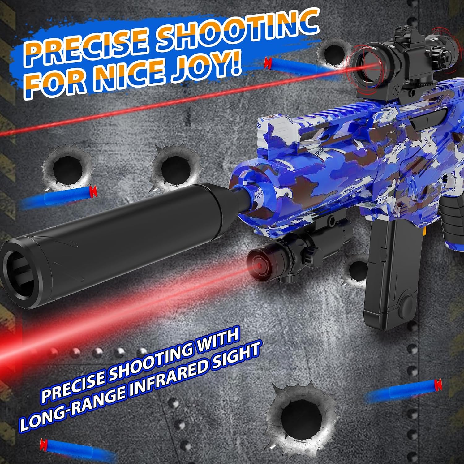 Automatic Toy Foam Blaster Sniper with Scope, Electric Toy Dart Blaster with 120 Foam Darts, Goggles, Air Pocket Technology Outdoor Game Kids Toys for Ages 8-12 Boys Girls- Blue - Image 9