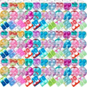 ONKULL Pop Fidget Keychain 90 Pack ,Mini Fidget Toys Bulk ,Sensory Toys for Kids ,Party Favors for Kids 4-8,8-12 Year ,Back to School Gifts for Classroom ,Birthday Goodie Bags Stuffers