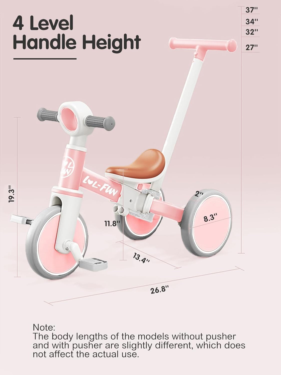 LOL-FUN Tricycle for Toddlers 1-3 Years Old Riding Toy, 5 in 1 Baby Balance Bike 2 Year Old Boys Girls with Parent Steering Push Handle - Image 6