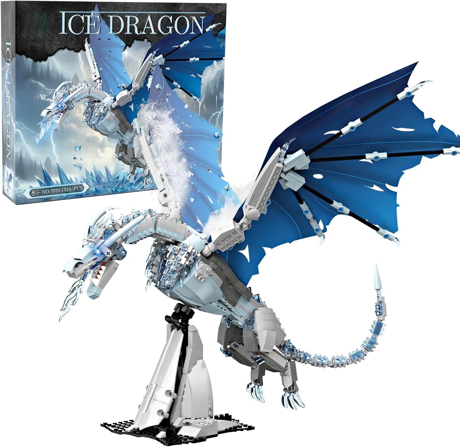 QFJ Ideas Ice Dragon Building Set,Compatible with Mainstream Brands Adults Collectible MOC Dragon Model STEM Toy for GOT Fans Home Decor,Creative Gift for Kids Boys & Girls 8-16 (1019 PCS)
