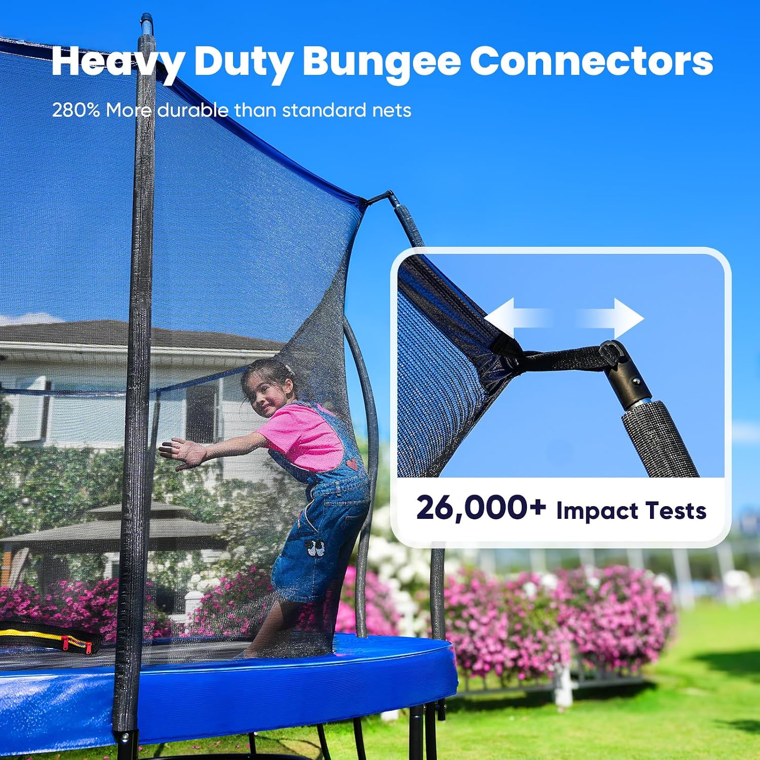 Zupapa Square Rectangle Trampoline 2000LBS Capacity No-Gap Design 14X14FT Outdoor Trampoline with Safety Net and Non-Slip Ladder 10-Year Quality Assurance Perfect for Backyard Fun - Image 8