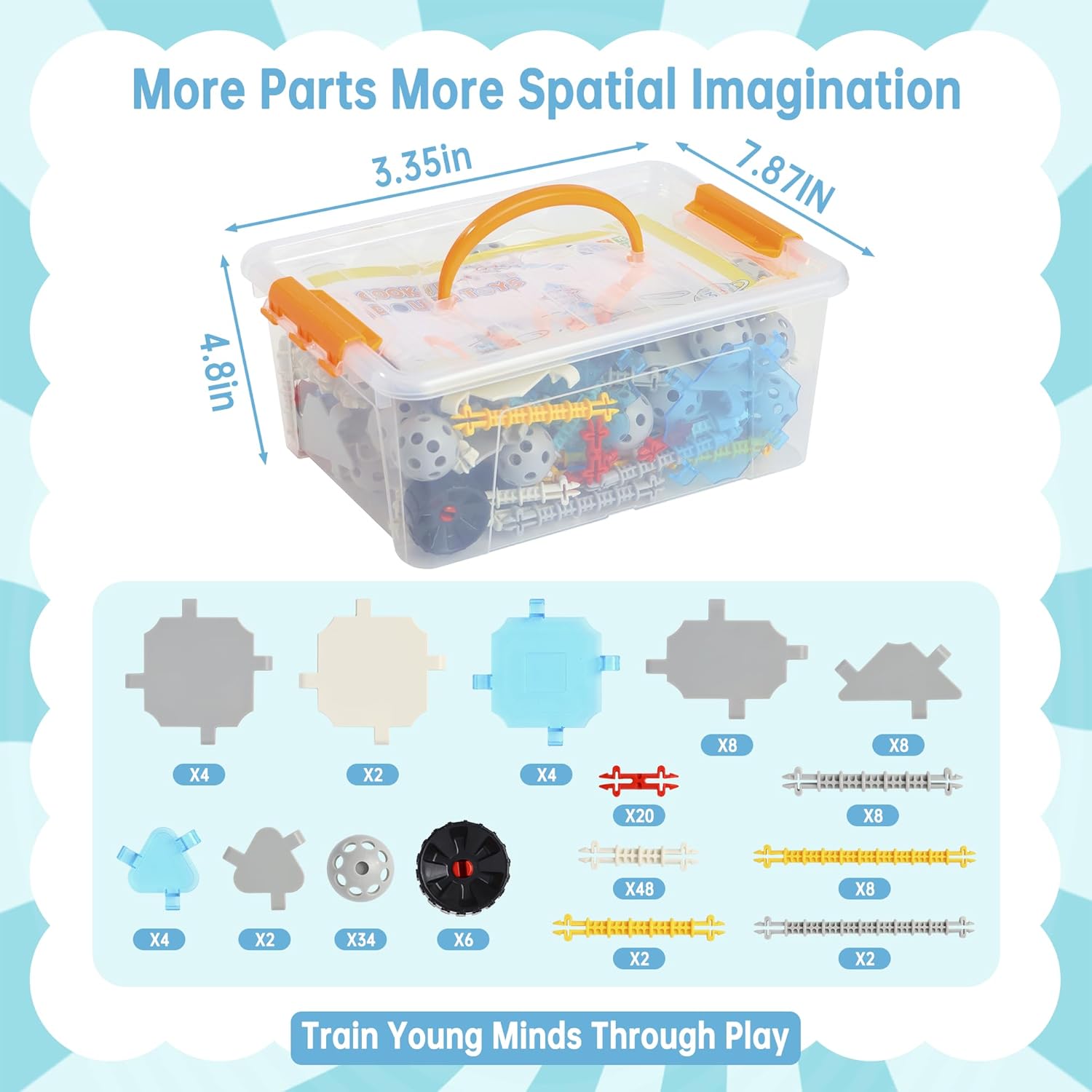160 Pcs STEM Building Toys for Kids,Educational Engineering Blocks Kits for 4 5 6 7 8+ Year Old Boys & Girls with Storge Box,Learning Toys Sets & Birthday Gift for Toddlers - Image 2