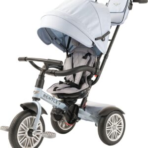 Bentley 6-in-1 Baby Stroller & Toddler Tricycle – Officially Licensed Luxury Kids Bike, Convertible Travel Strollers & Kid Trike with Air Wheels, Canopy & Safety Features (6m-5y+ | Jetstream Blue)