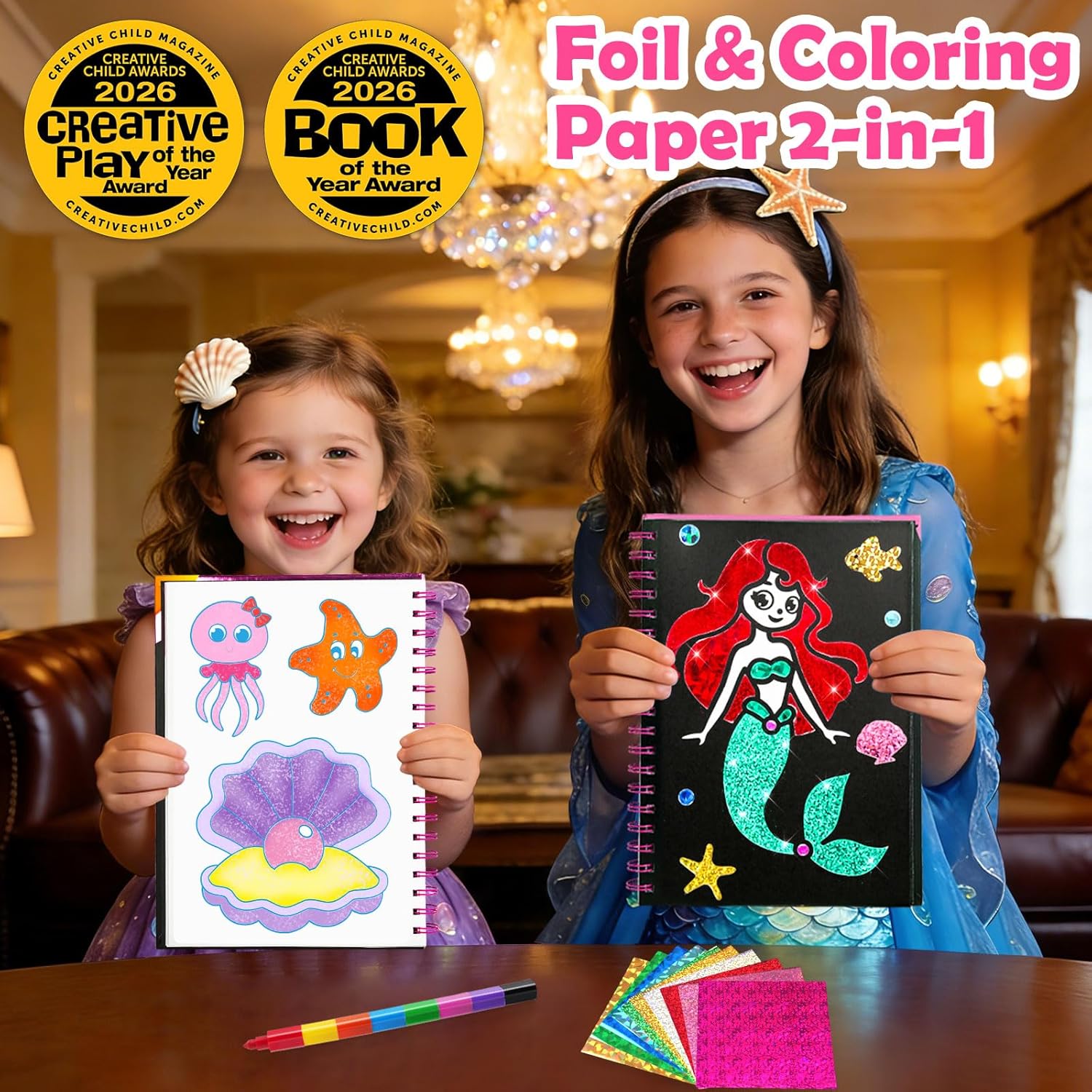 FUNNYB&G Foil Art Crafts for Kids Ages 4-8: Valentines Crafts for Kids 2026,Birthday Gift for Girls,Art and Crafts Supplies,Party Favors,Creative Toys for Girls Boys 4 5 6 7 8 9 Years Old(Mermaids) - Image 2