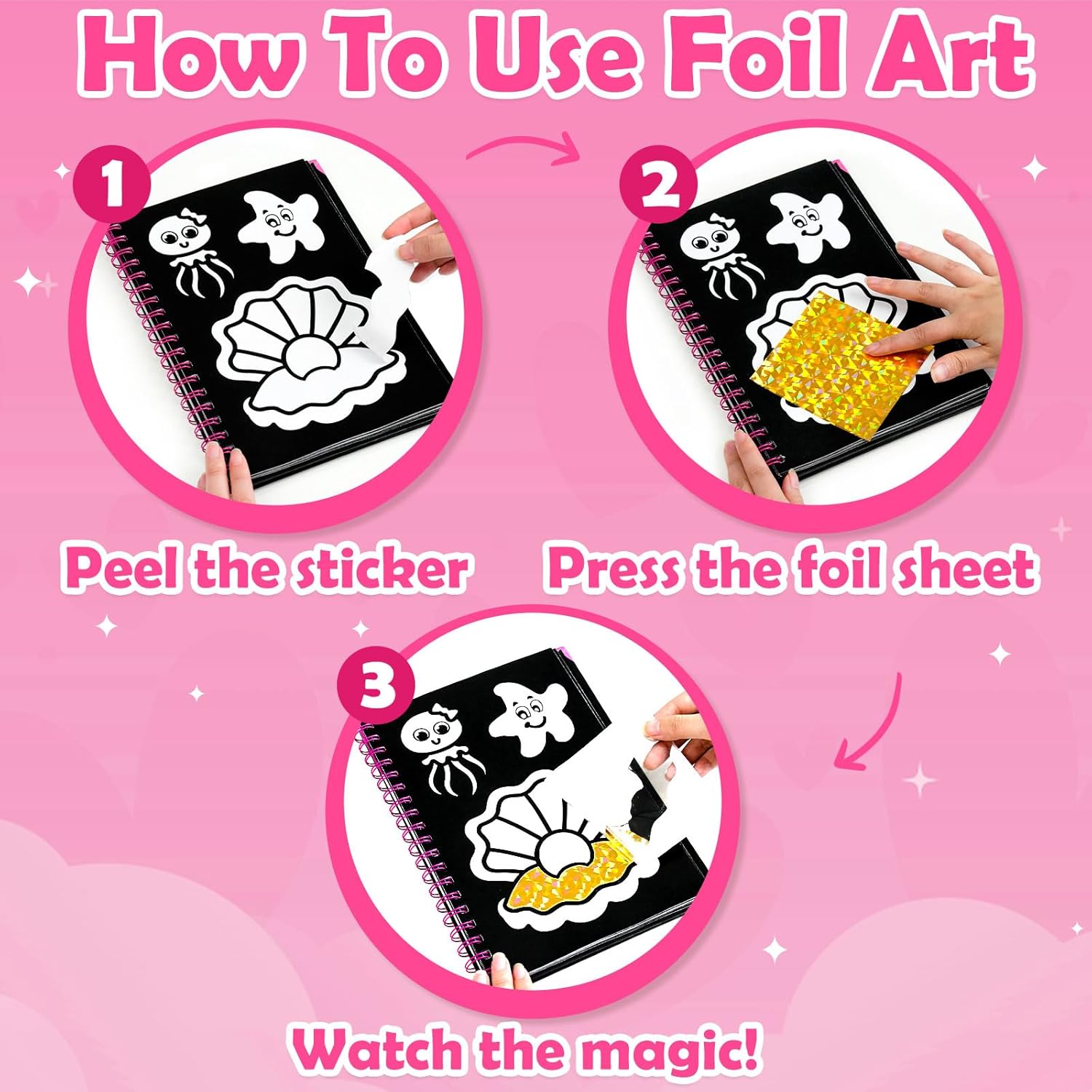 FUNNYB&G Foil Art Crafts for Kids Ages 4-8: Valentines Crafts for Kids 2026,Birthday Gift for Girls,Art and Crafts Supplies,Party Favors,Creative Toys for Girls Boys 4 5 6 7 8 9 Years Old(Mermaids) - Image 4