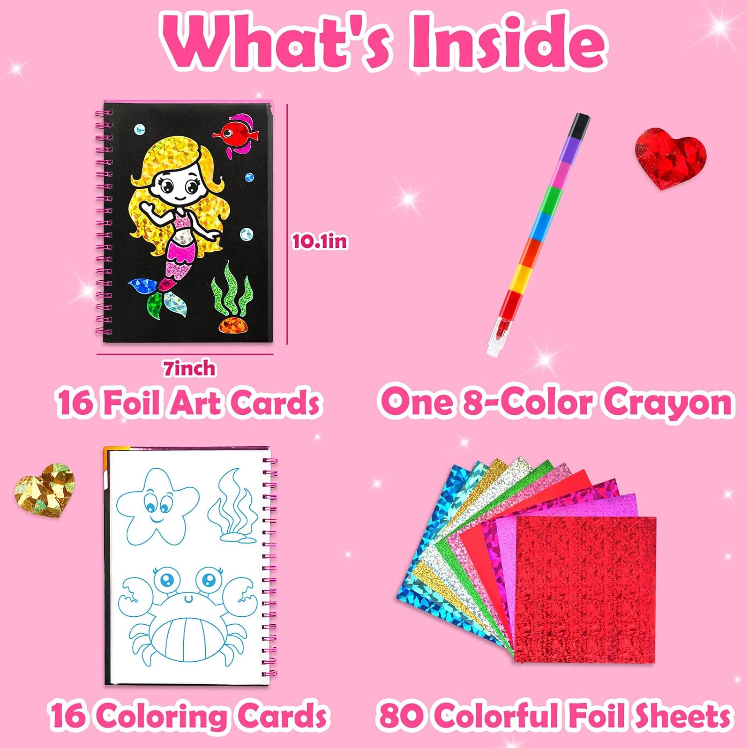 FUNNYB&G Foil Art Crafts for Kids Ages 4-8: Valentines Crafts for Kids 2026,Birthday Gift for Girls,Art and Crafts Supplies,Party Favors,Creative Toys for Girls Boys 4 5 6 7 8 9 Years Old(Mermaids) - Image 5