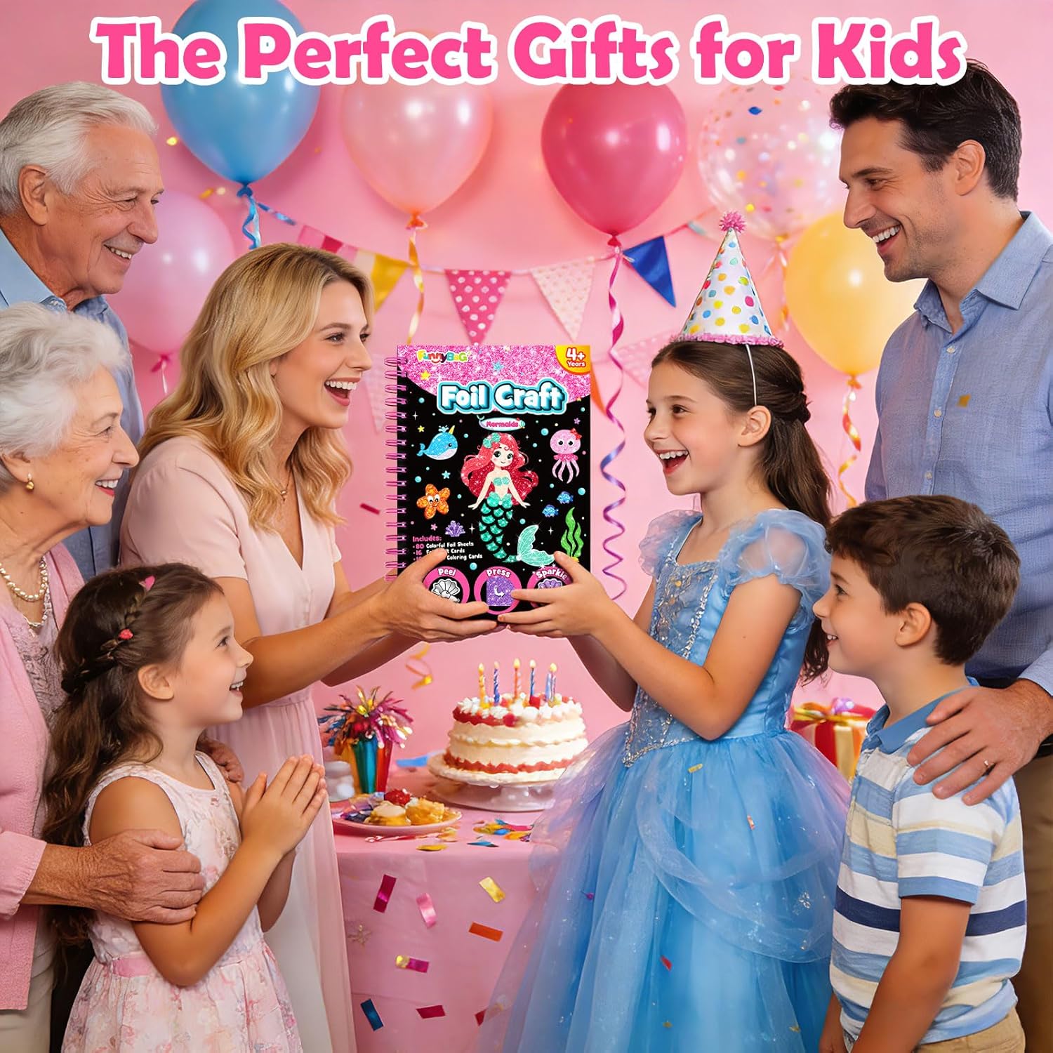 FUNNYB&G Foil Art Crafts for Kids Ages 4-8: Valentines Crafts for Kids 2026,Birthday Gift for Girls,Art and Crafts Supplies,Party Favors,Creative Toys for Girls Boys 4 5 6 7 8 9 Years Old(Mermaids) - Image 9