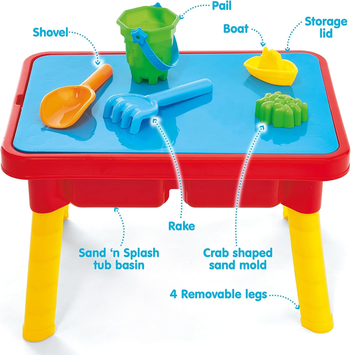 Toddler Sensory Kids Table with Lid | Sensory Bin | Kidoozie | Mega Block Compatible Lid | Indoor Outdoor Use , Red, G02521 17 x 12.5 x 11 inches - Image 2