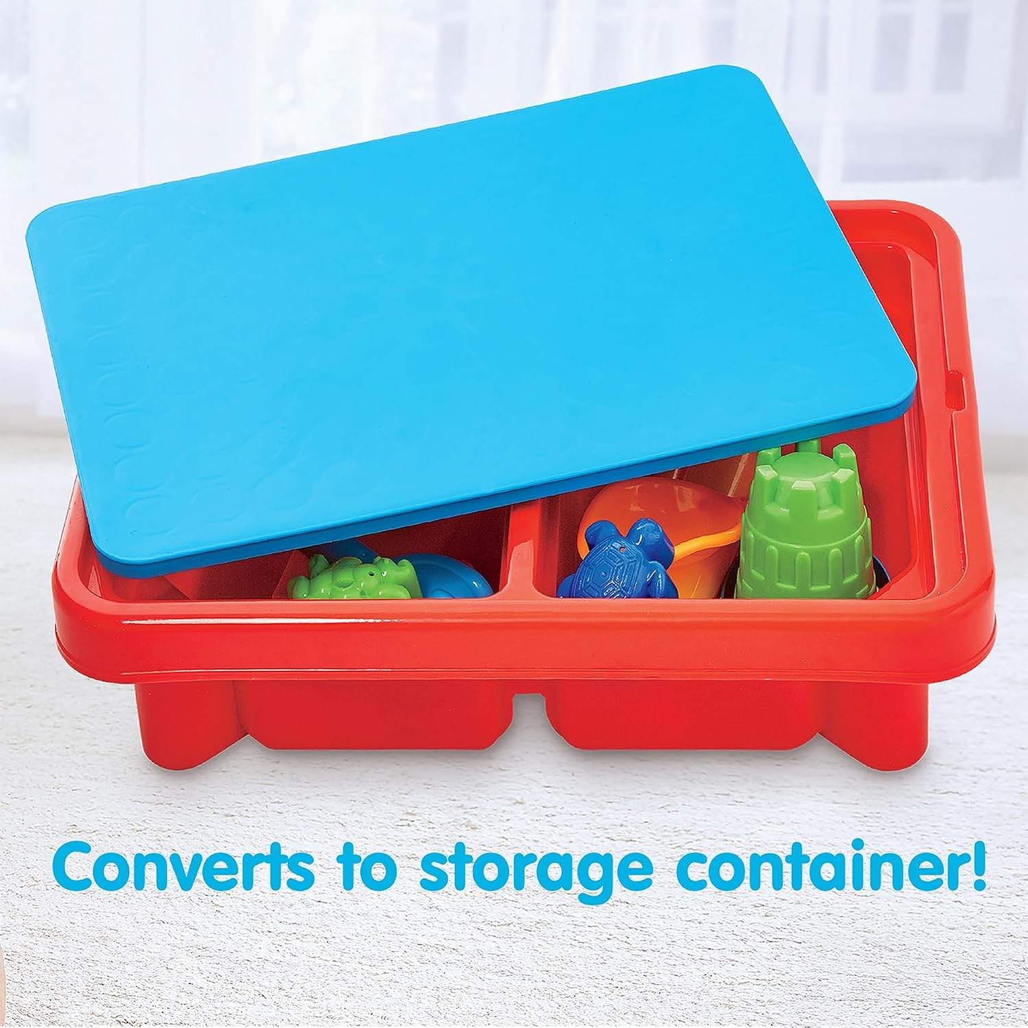 Toddler Sensory Kids Table with Lid | Sensory Bin | Kidoozie | Mega Block Compatible Lid | Indoor Outdoor Use , Red, G02521 17 x 12.5 x 11 inches - Image 3