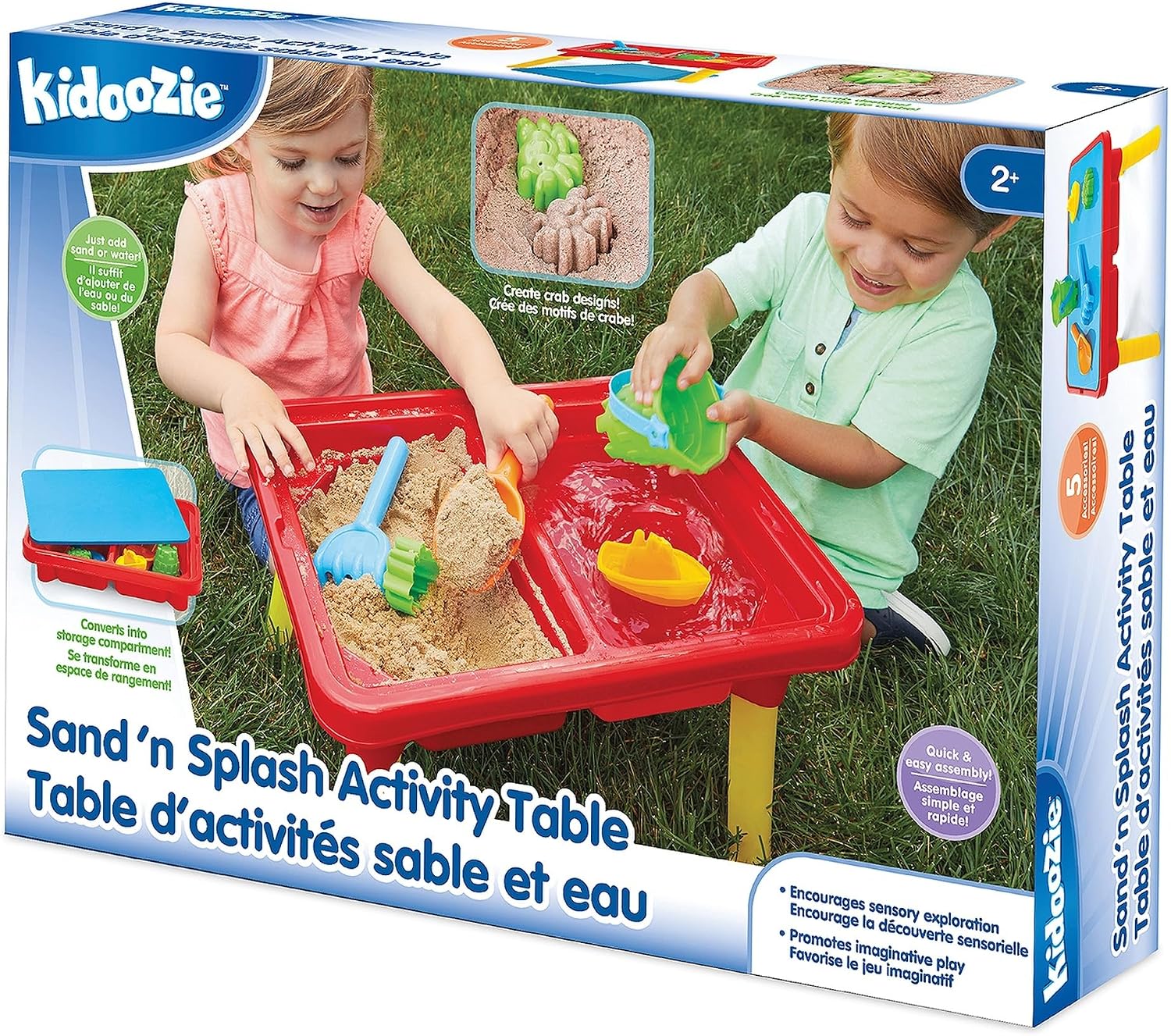 Toddler Sensory Kids Table with Lid | Sensory Bin | Kidoozie | Mega Block Compatible Lid | Indoor Outdoor Use , Red, G02521 17 x 12.5 x 11 inches - Image 5