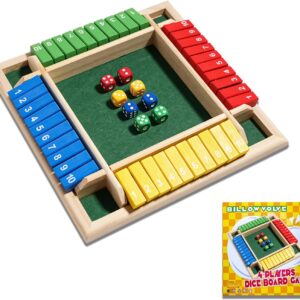 Shut The Box Dice Game 1-4 Players 10 Numbers Wooden Dice Game Traditional Bar Table Mat Game Enhances Math and Decision-Making Skills for Kids and Adults