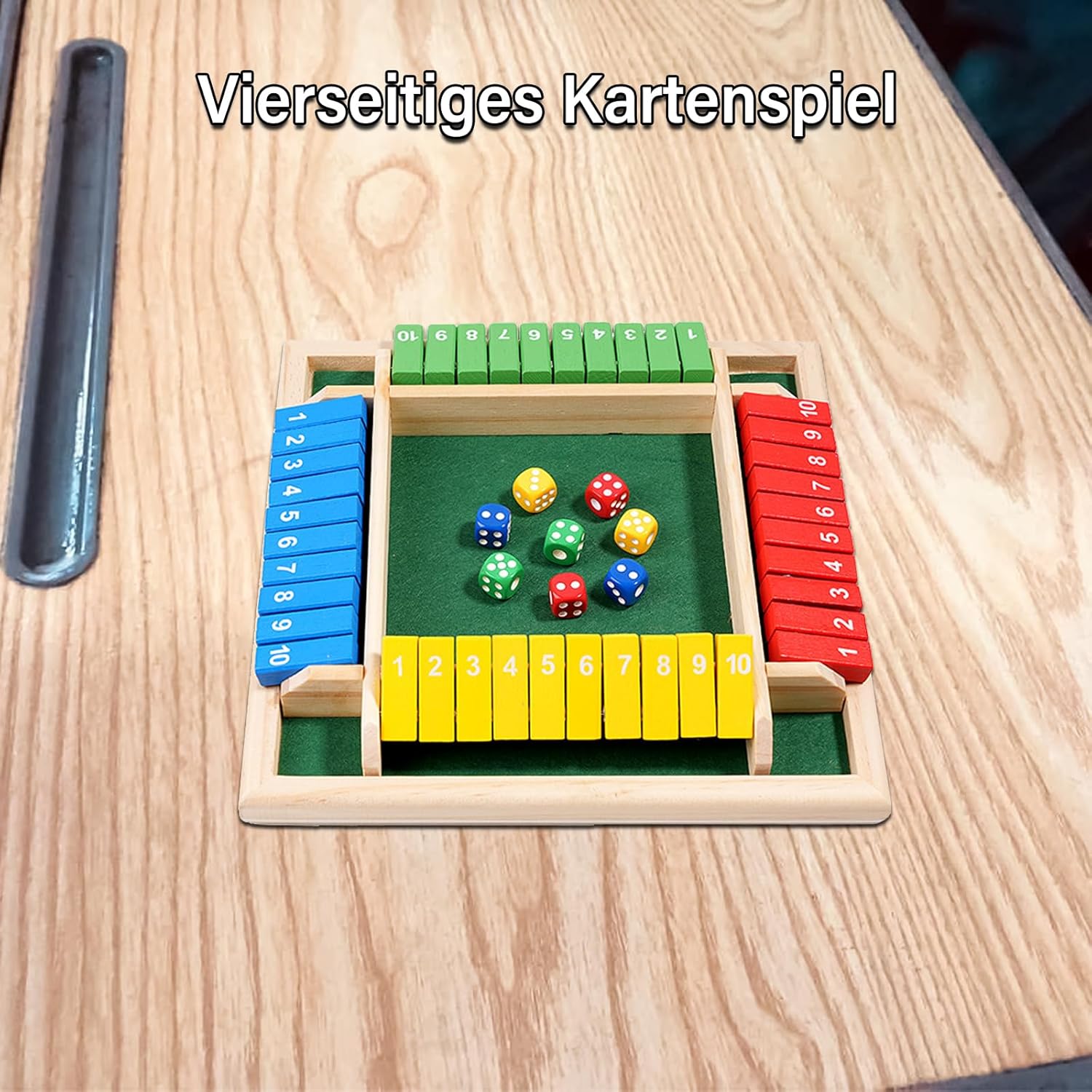Shut The Box Dice Game 1-4 Players 10 Numbers Wooden Dice Game Traditional Bar Table Mat Game Enhances Math and Decision-Making Skills for Kids and Adults - Image 2