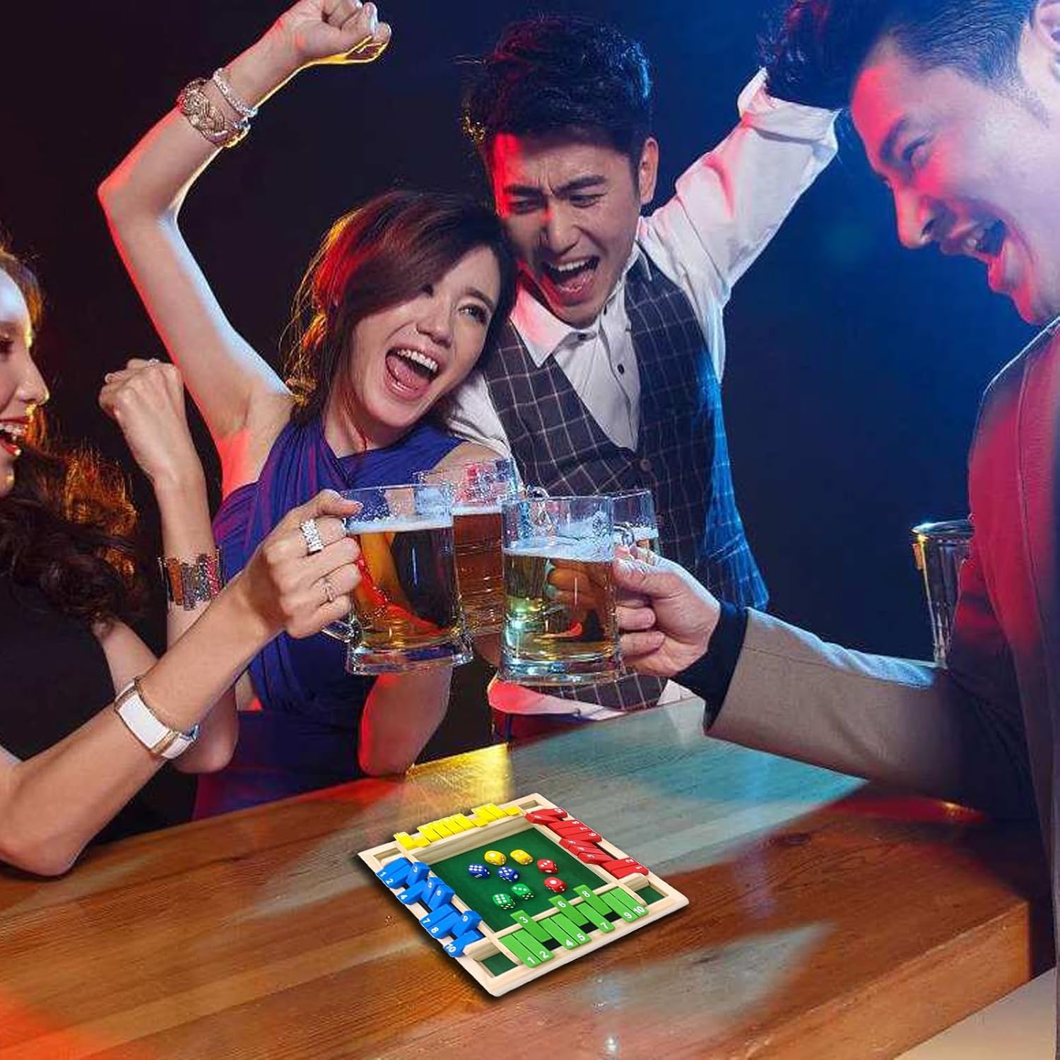 Shut The Box Dice Game 1-4 Players 10 Numbers Wooden Dice Game Traditional Bar Table Mat Game Enhances Math and Decision-Making Skills for Kids and Adults - Image 5