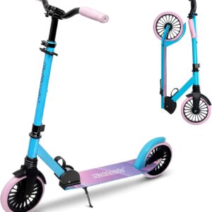 Nattork Kick Scooter for Age 6+ Kids Teens Adults, Max Load 240 LBS, Adjustable Height Foldable with 8″ Large Wheels, Anti-Shock Suspension