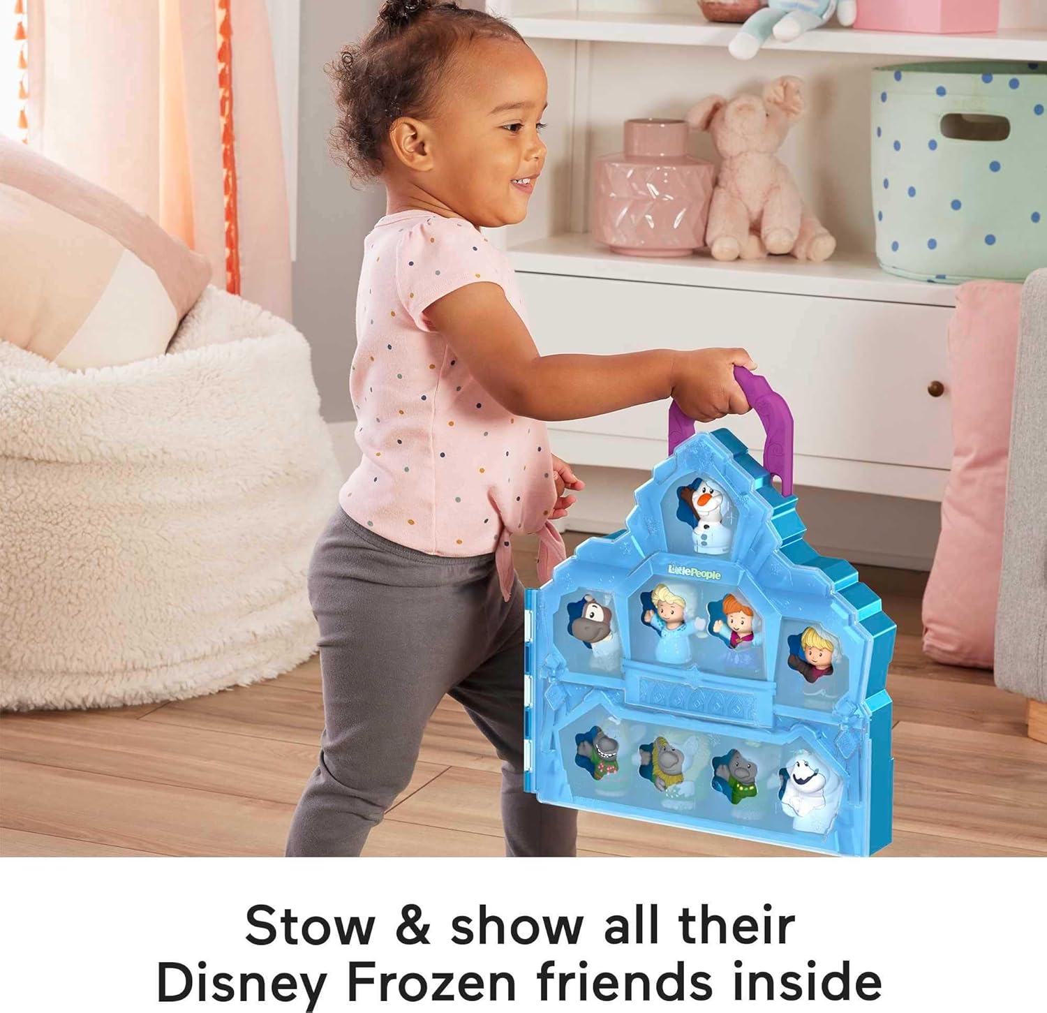 Fisher-Price Little People Toddler Toy Disney Frozen Carry Along Castle Case Playset with Figures for Pretend Play Kids Ages 18+ Months - Image 3