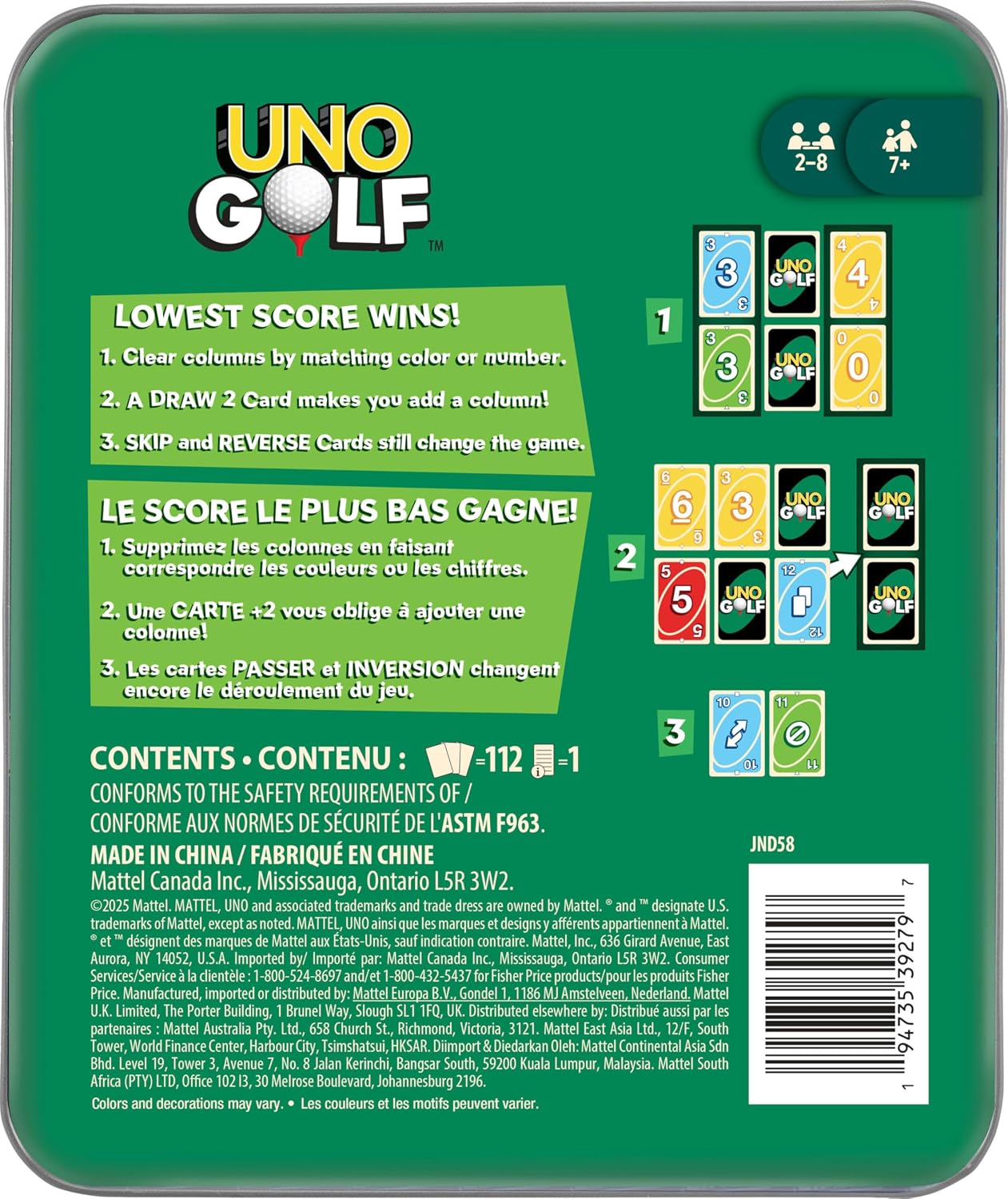 Mattel Games UNO Golf Card Game in Storage & Travel Tin for Kid & Family Nights, Parties & Vacations, 2 to 8 Players Ages 7+ Years (Amazon Exclusive) - Image 4